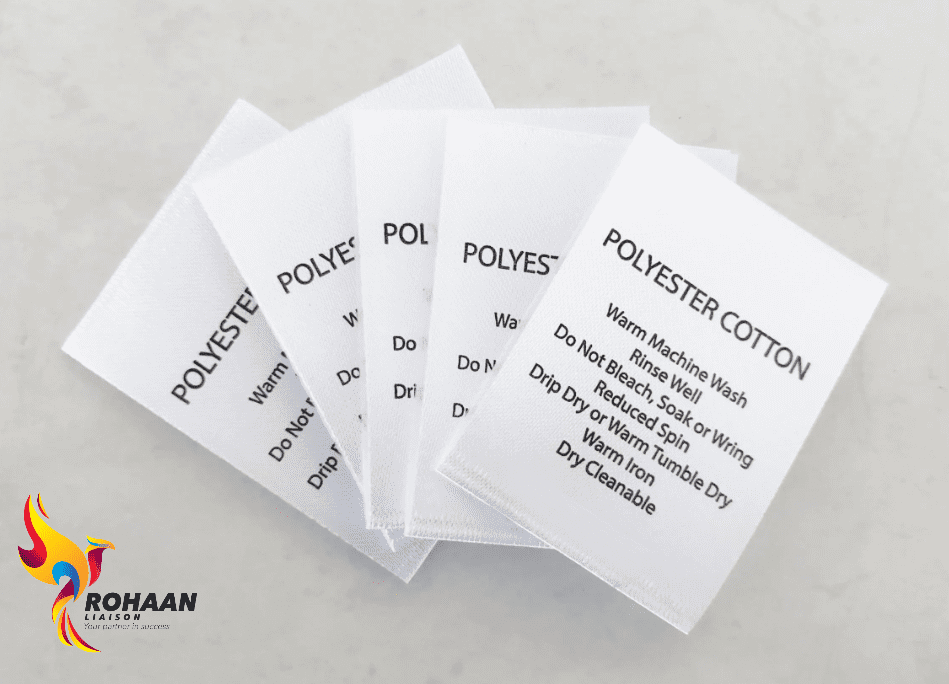 Fabric details and fabric care details label